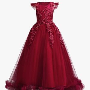 Burgundy Girls Dress